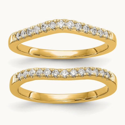 Set of 2 Curved Wedding Bands, 0.25-0.50 ct tw Lab-Grown Diamond — 1/3 ct, 14K Yellow Gold, 7