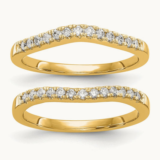 Set of 2 Curved Wedding Bands, 0.25-0.50 ct tw Lab-Grown Diamond — 1/3 ct, 14K Yellow Gold, 7
