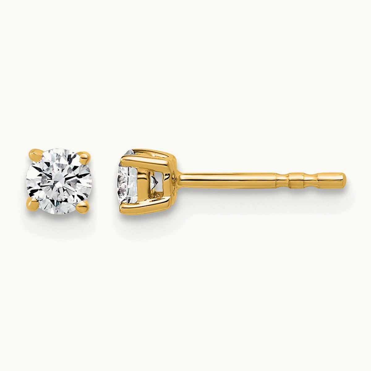 Round Lightweight Earrings, 0.25-6.00 ct tw Lab-Grown Diamond — 1/3 ct, 10K Yellow Gold