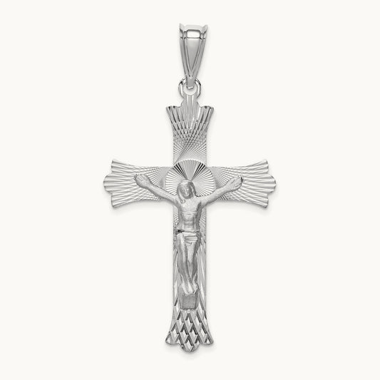 Crucifix Pendant, 14K White Gold