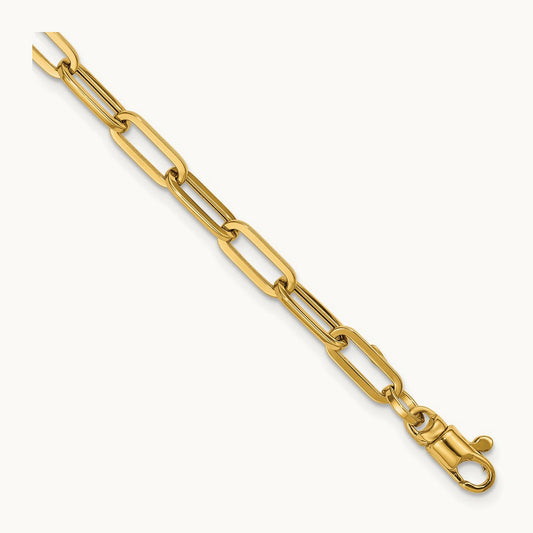 Polished 7.5in Paperclip Link Bracelet, 14K