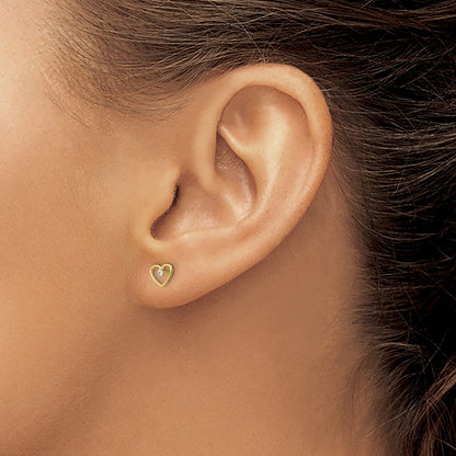 w/ D/C Heart Post Earrings — 5mm
