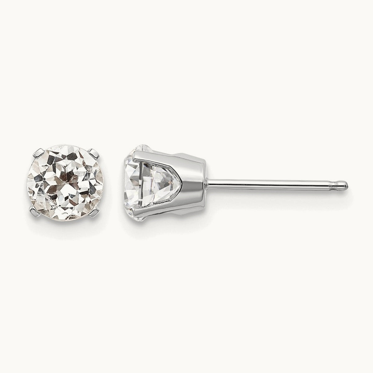 White Topaz Stud Earrings — 5mm