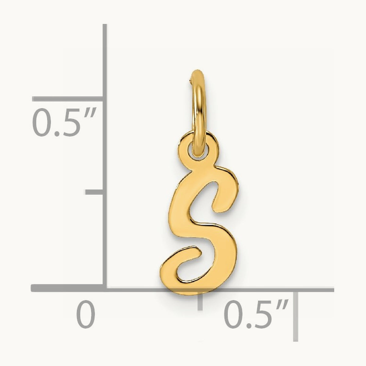 Small Script Letter S Initial Charm, 14K