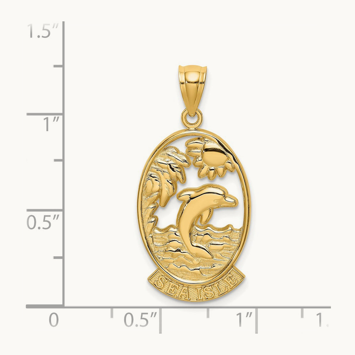 SEA ISLE w/ Dolphin Sunset Scene Charm, 14K