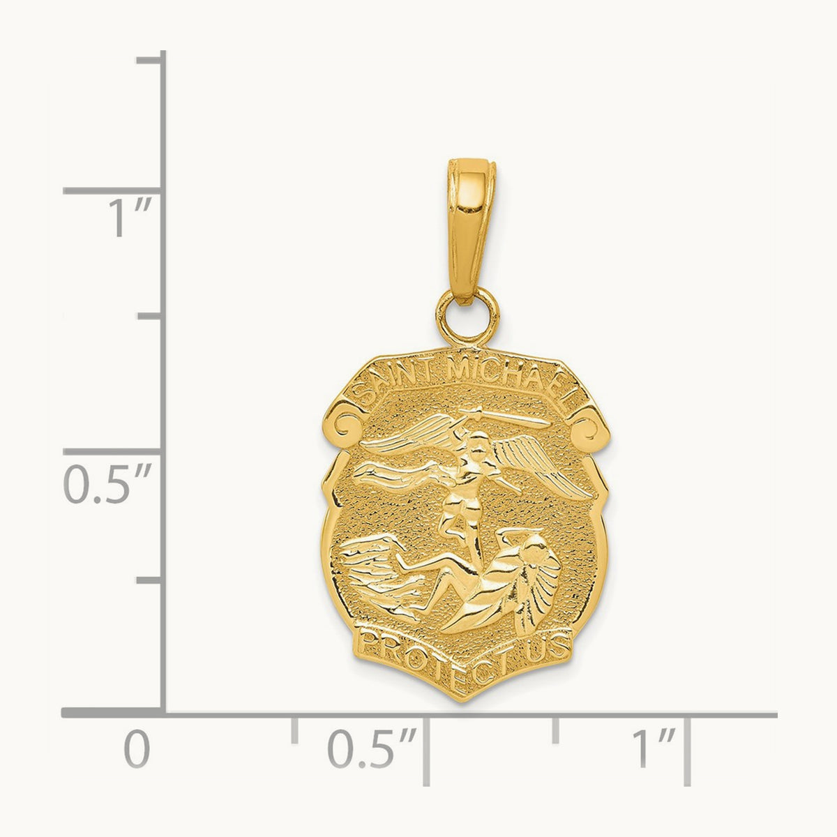 Saint Michael Medal Badge Pendant, 14K