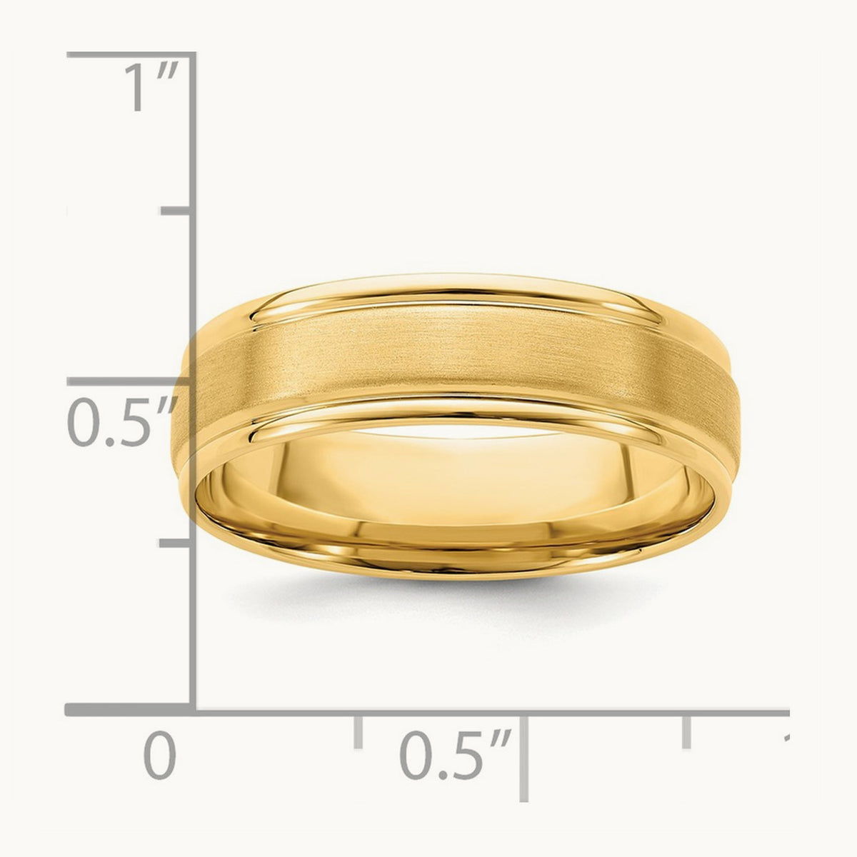 Heavy Comfort Fit Brush Satin Fancy Band, 14K Yellow Gold