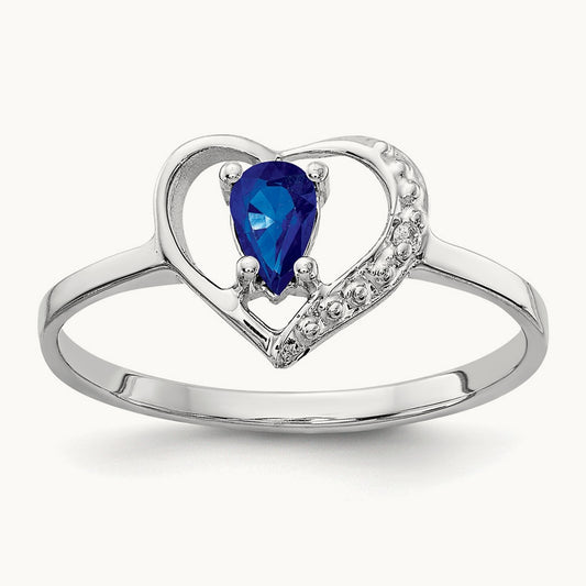 5x3mm Pear Sapphire AA Diamond ring, 14K White Gold