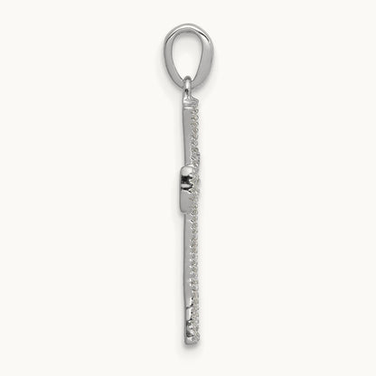 1/10ct. Diamond Cross Pendant — 14K White Gold, 22.5mm, 0.11 ct