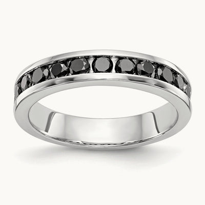 Black Diamond Band, 14K White Gold