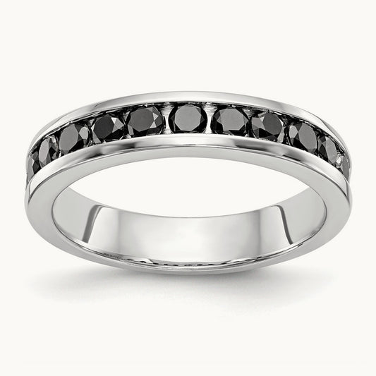 Black Diamond Band, 14K White Gold