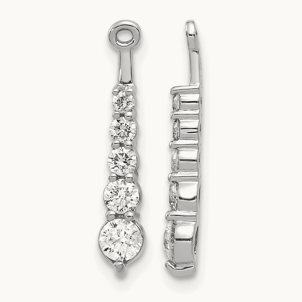 AA 5 Stone Dangle Diamond Earring Jacket, 14K White Gold