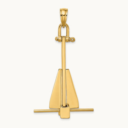3-D Moveable Danforth Anchor Charm, 14K