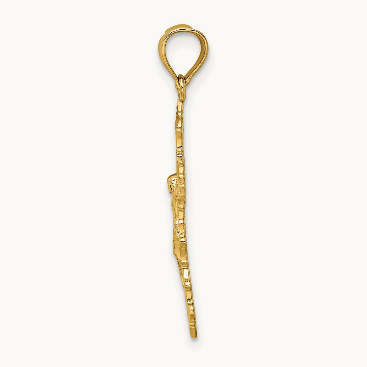 Crucifix W/ Fancy Edges Charm, 14K