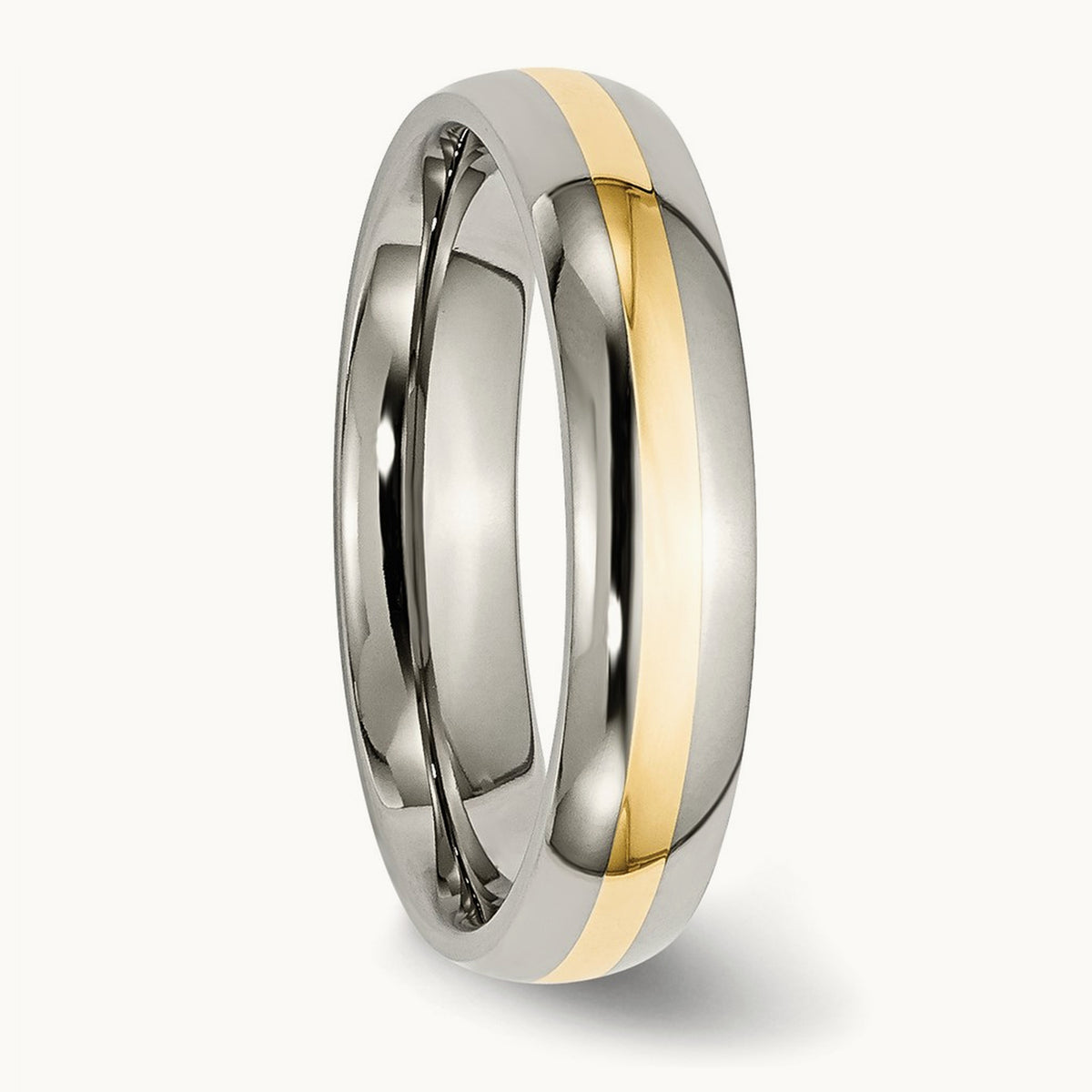 Polished w/ Inlay Band — 14K Two-Tone Gold, 5mm