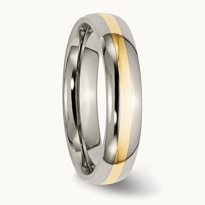 Polished w/ Inlay Band — 14K Two-Tone Gold, 5mm