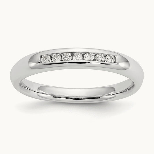 7-Stone Diamond Channel Band, 14K White Gold