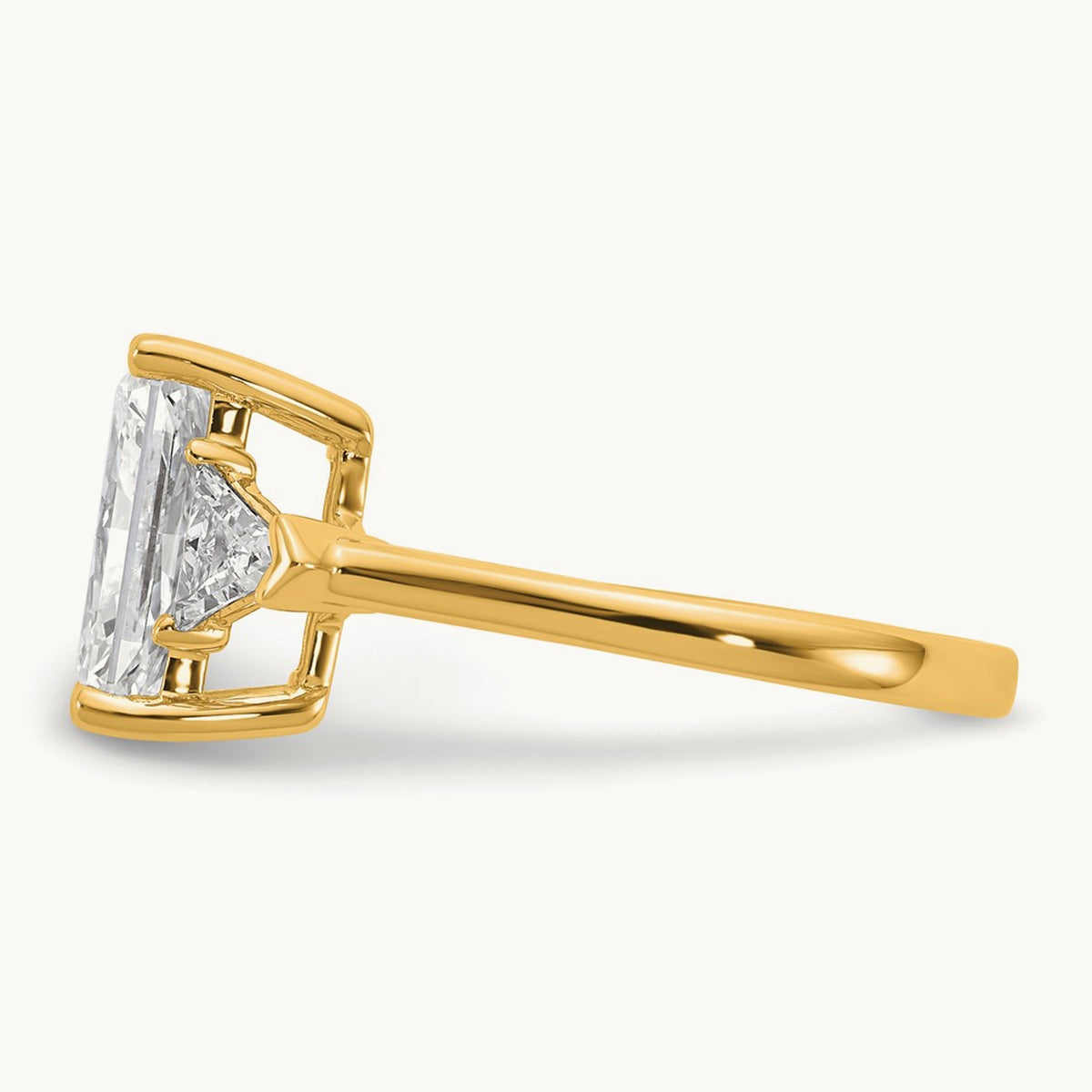 Radiant & Triangle Engagement Ring, 1.25-3.50 ct tw Lab-Grown Diamond — 3 1/8 ct, 14K Yellow Gold