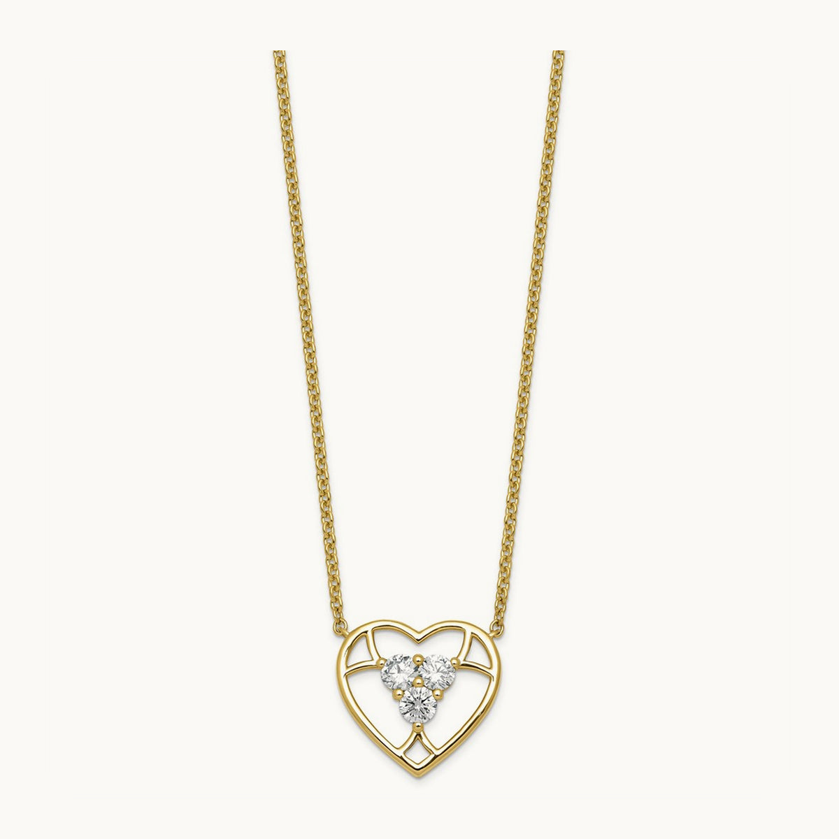 3-stone Heart Necklace, 0.50-1.00 ct tw Lab-Grown Diamond