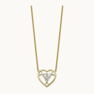 3-stone Heart Necklace, 0.50-1.00 ct tw Lab-Grown Diamond