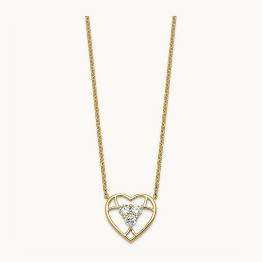 3-stone Heart Necklace, 0.50-1.00 ct tw Lab-Grown Diamond