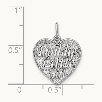 Polished DADDYS LITTLE GIRL in Heart Charm, 14K White Gold