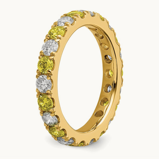 Created Yellow Sapphire Eternity Band, 1.00-1.25 ct tw Lab-Grown Diamond — 14K Yellow Gold