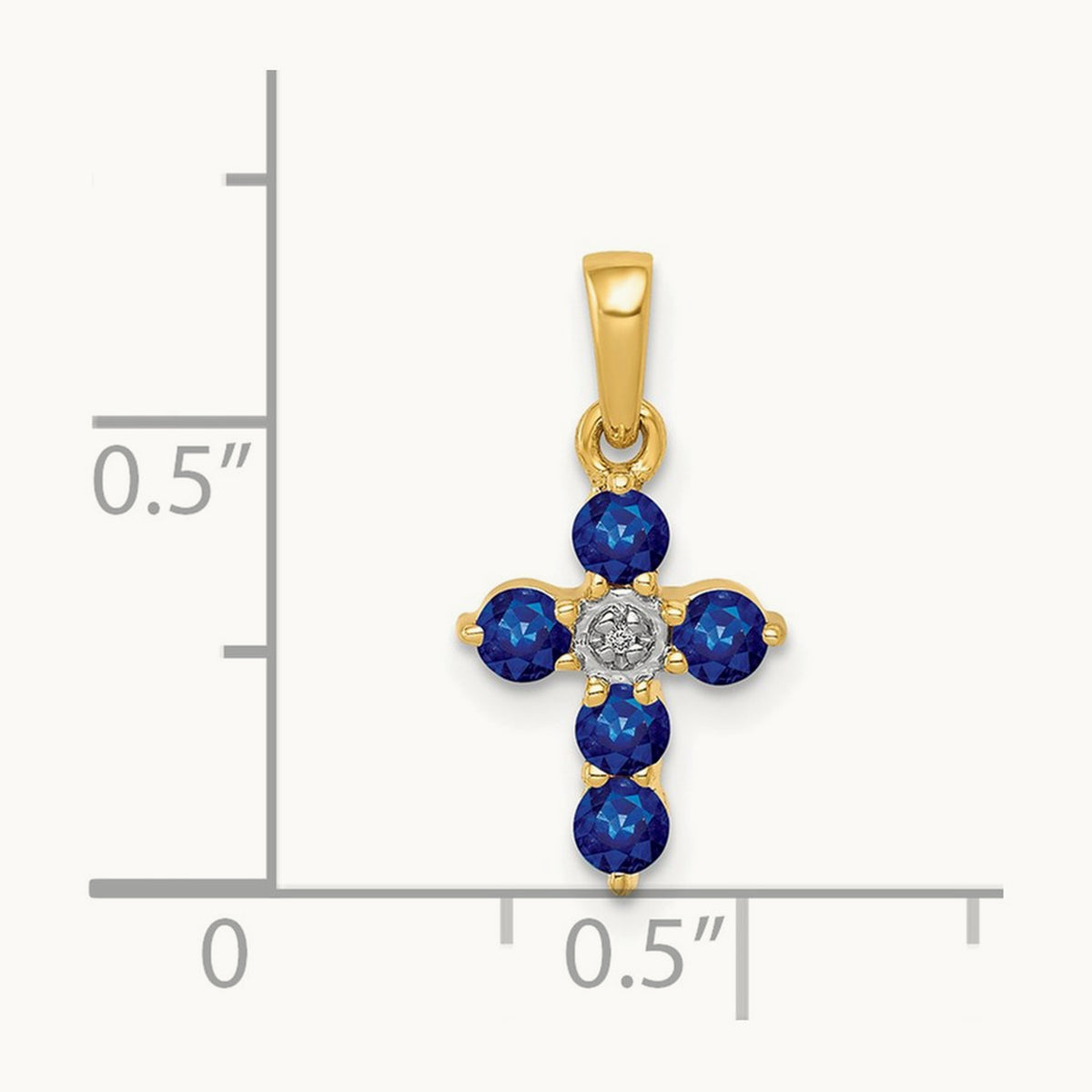 Sapphire and Diamond Cross Pendant, 14K