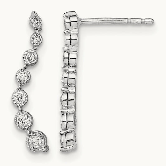 Graduating Diamond Post Earrings, 14K White Gold