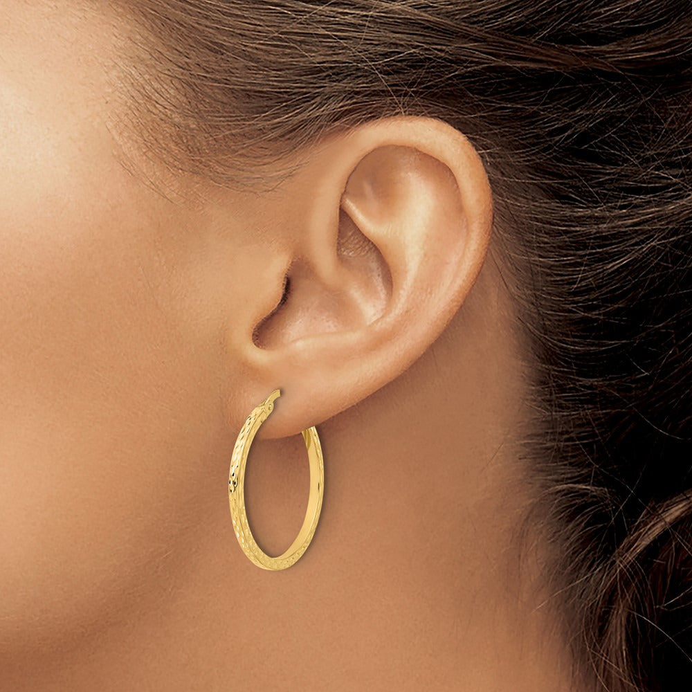 Diamond-cut Hoop Earrings — 28mm