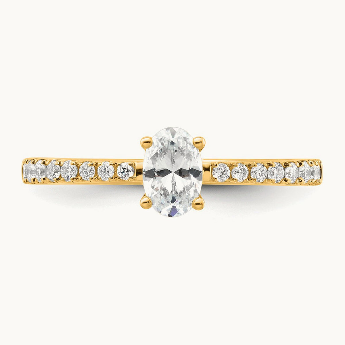 Oval Semi-Mount Solitaire Engagement Ring, 0.25-0.50 ct tw Lab-Grown Diamond — 1/4 ct, VS/SI (Great), 14K Yellow Gold