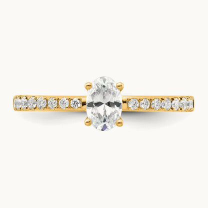 Oval Semi-Mount Solitaire Engagement Ring, 0.25-0.50 ct tw Lab-Grown Diamond — 1/4 ct, VS/SI (Great), 14K Yellow Gold