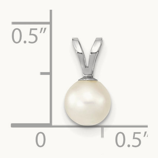 5- Round White Saltwater Akoya Pendant, 6mm, 14K White Gold