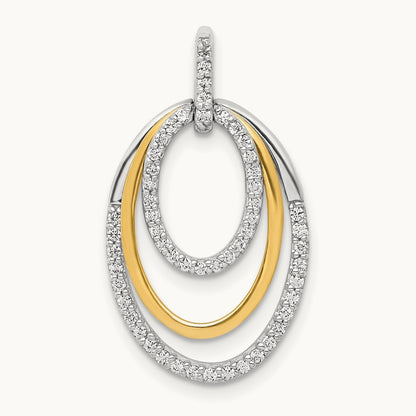1/4ct. Diamond Fancy Triple Oval Pendant, 14K Two-tone