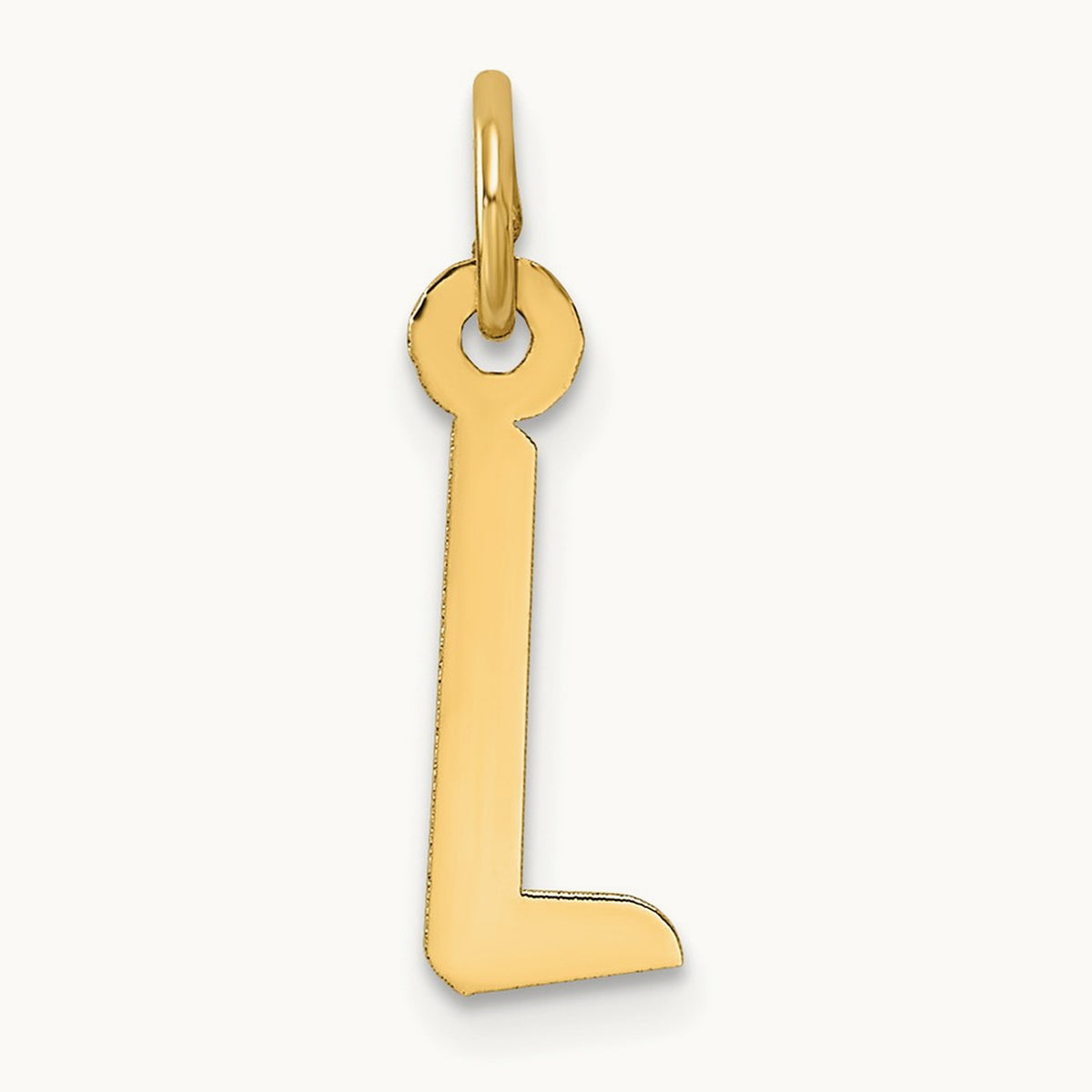 Slanted Block Initial Charm — 14K Yellow Gold, L