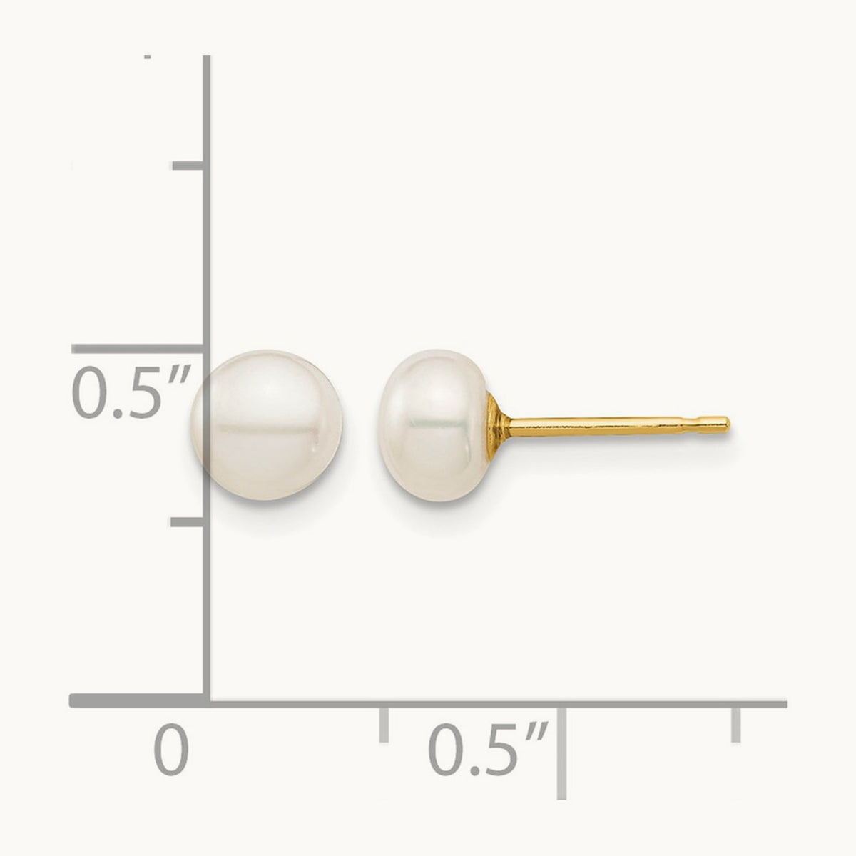 Madi K 5- White Button Freshwater Cultured Pearl Stud Post Earrings, 6mm, 14K
