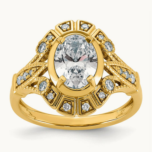 Oval Center Halo Engagement Ring, 1.75-4.00 ct tw Lab-Grown Diamond