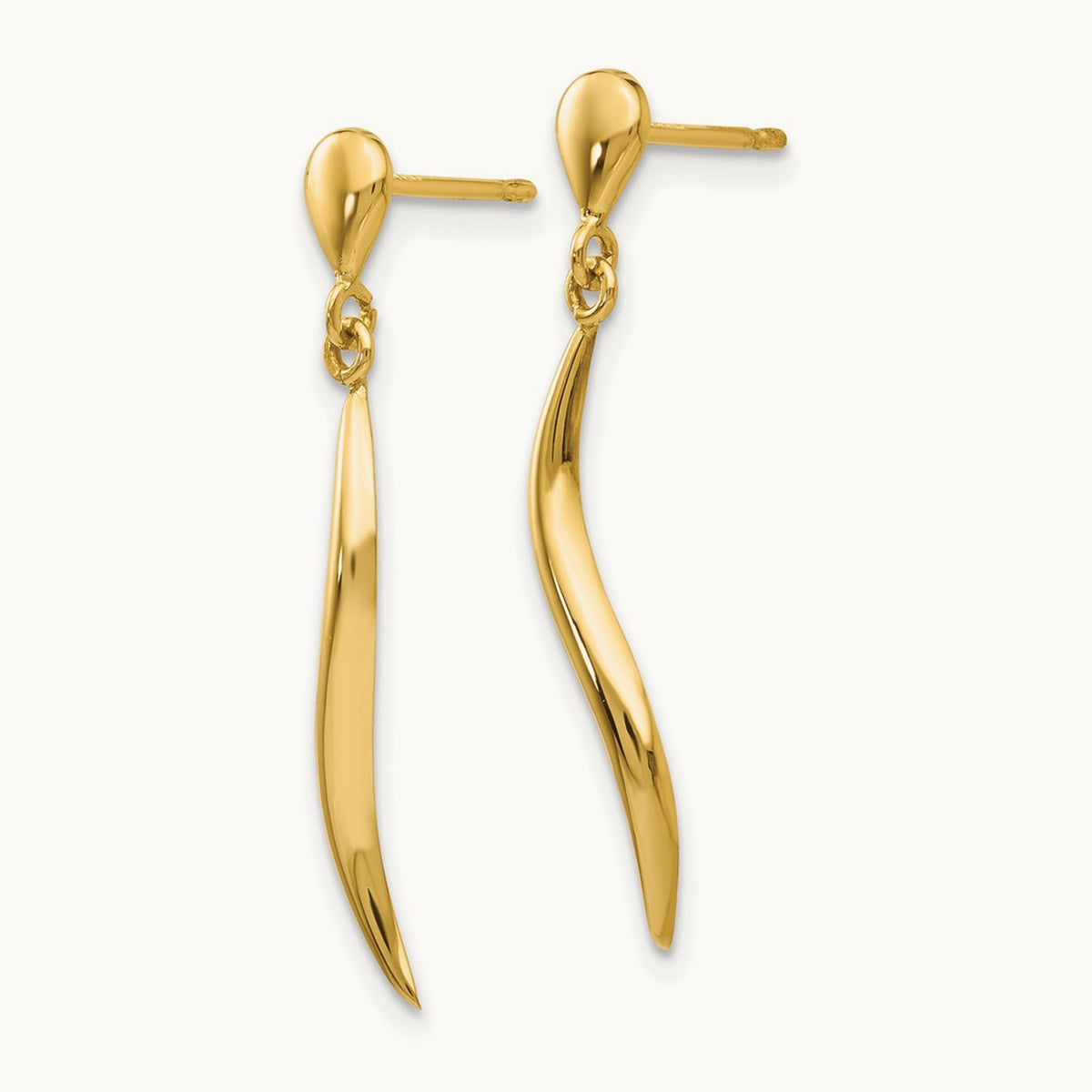 Polished Fancy Dangle Post Earrings, 14K