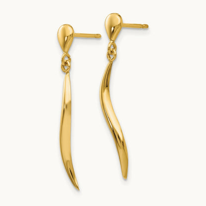 Polished Fancy Dangle Post Earrings, 14K
