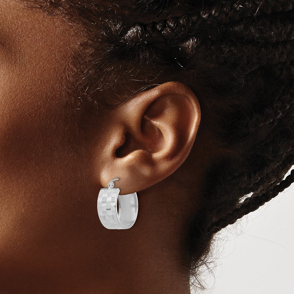 Diamond-cut Hoop Earrings — 14K White Gold