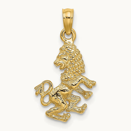 3-D Leo Zodiac Charm, 14K