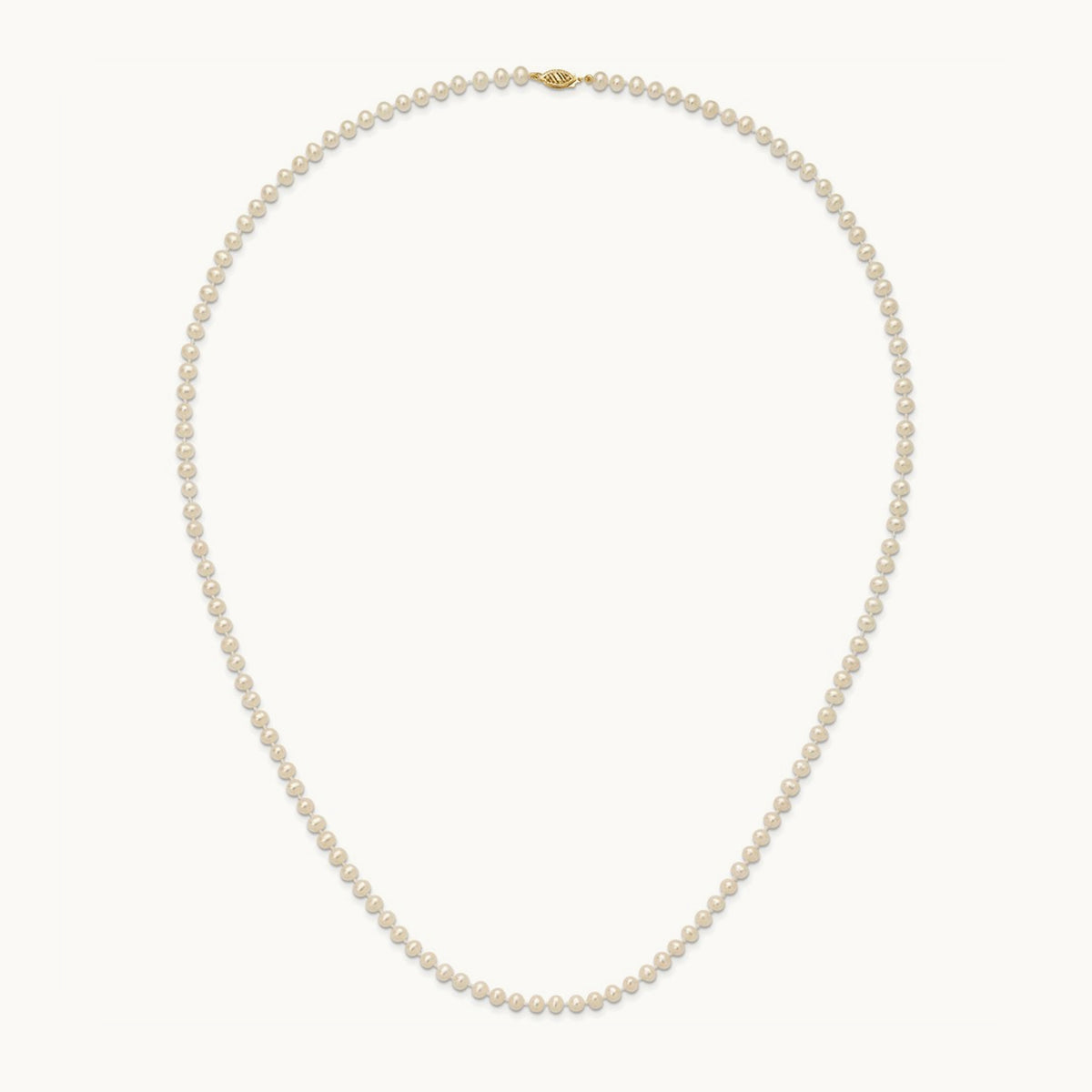 4- White Near Round Freshwater Cultured Pearl Necklace, 14K