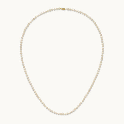 4- White Near Round Freshwater Cultured Pearl Necklace, 14K