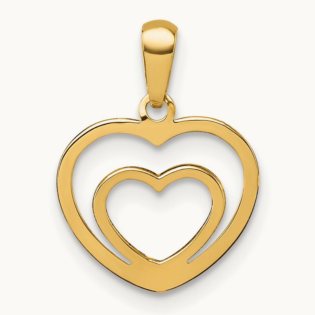 Polished Double Heart Pendant, 14K