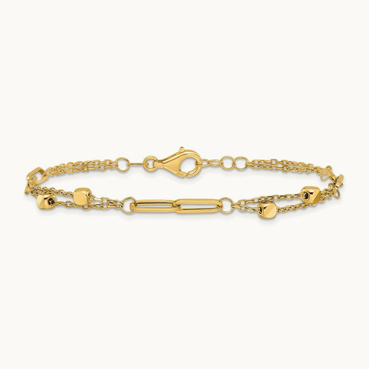Polished Fancy Link with .5in ext. Bracelet, 14K