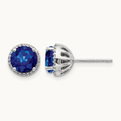 Diamond and Sapphire Post Earrings — photo set