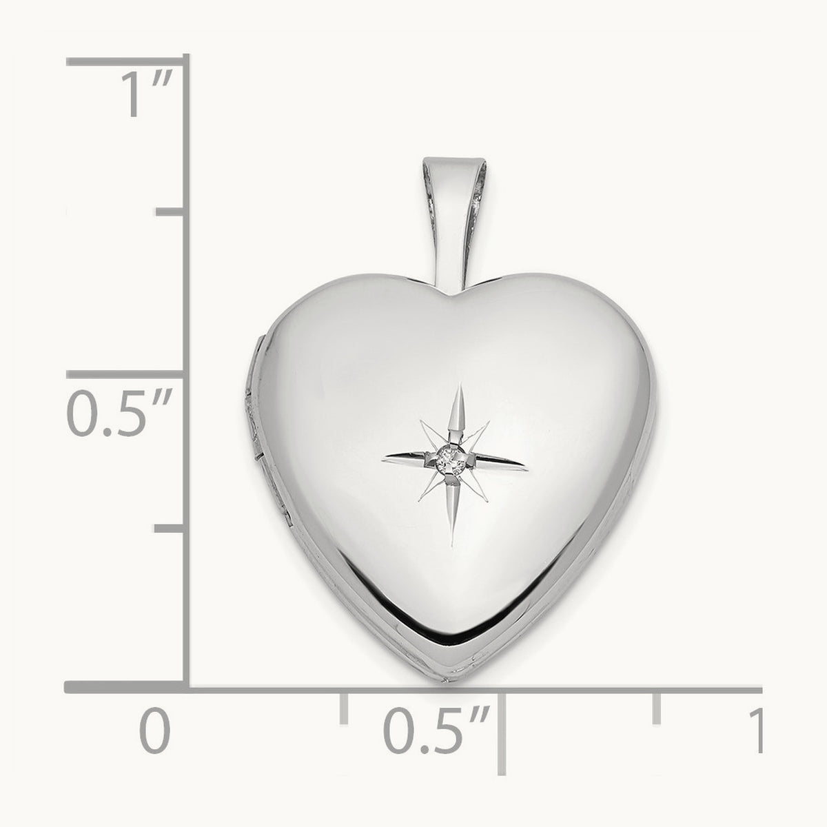 .01ct. Diamond Heart Locket, 16mm, 14K White Gold