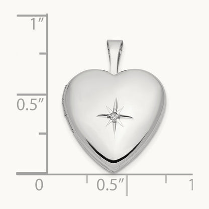 .01ct. Diamond Heart Locket, 16mm, 14K White Gold
