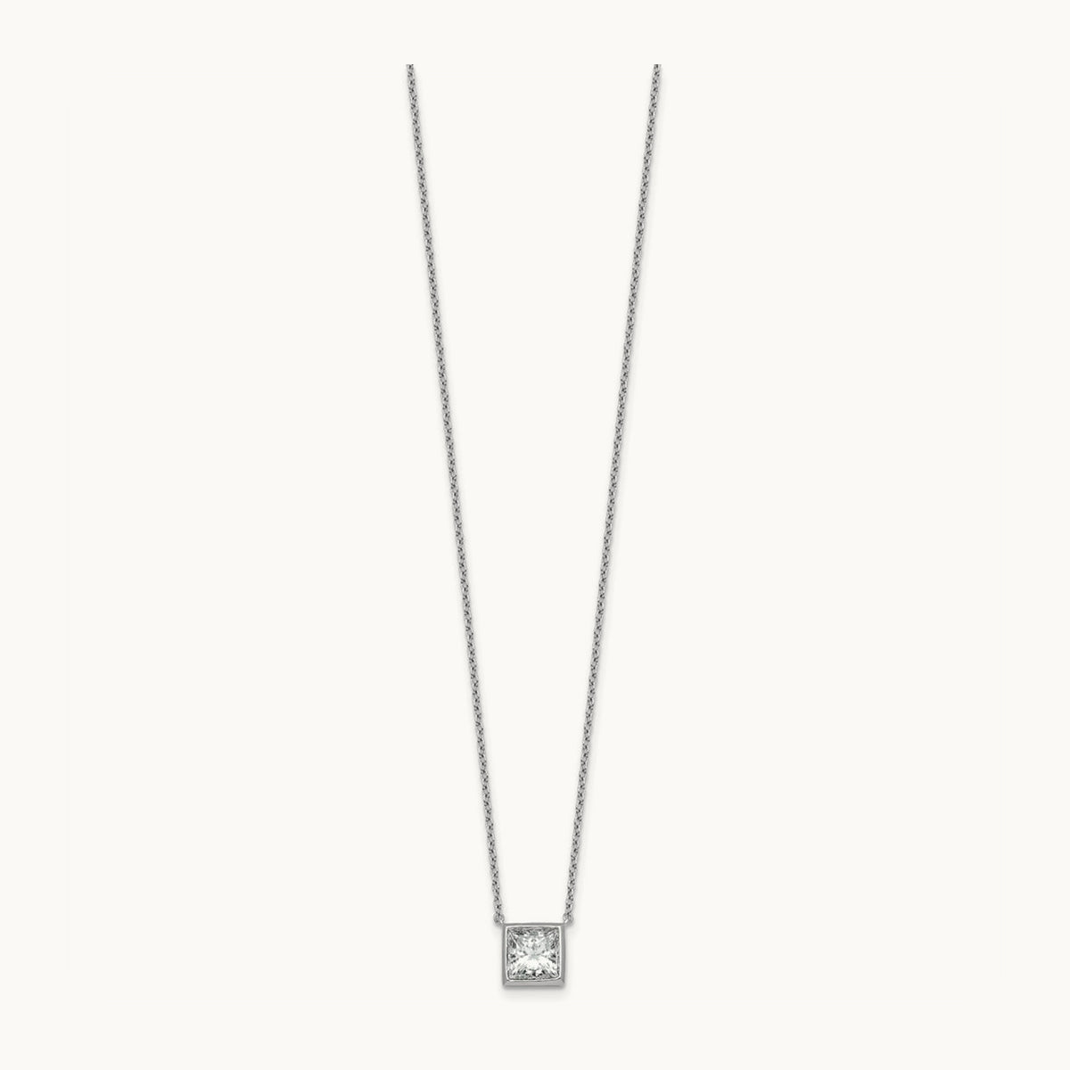 Princess Bezel Set Pendant, 1.00-4.00 ct tw Lab-Grown Diamond — 2 ct, 14K White Gold