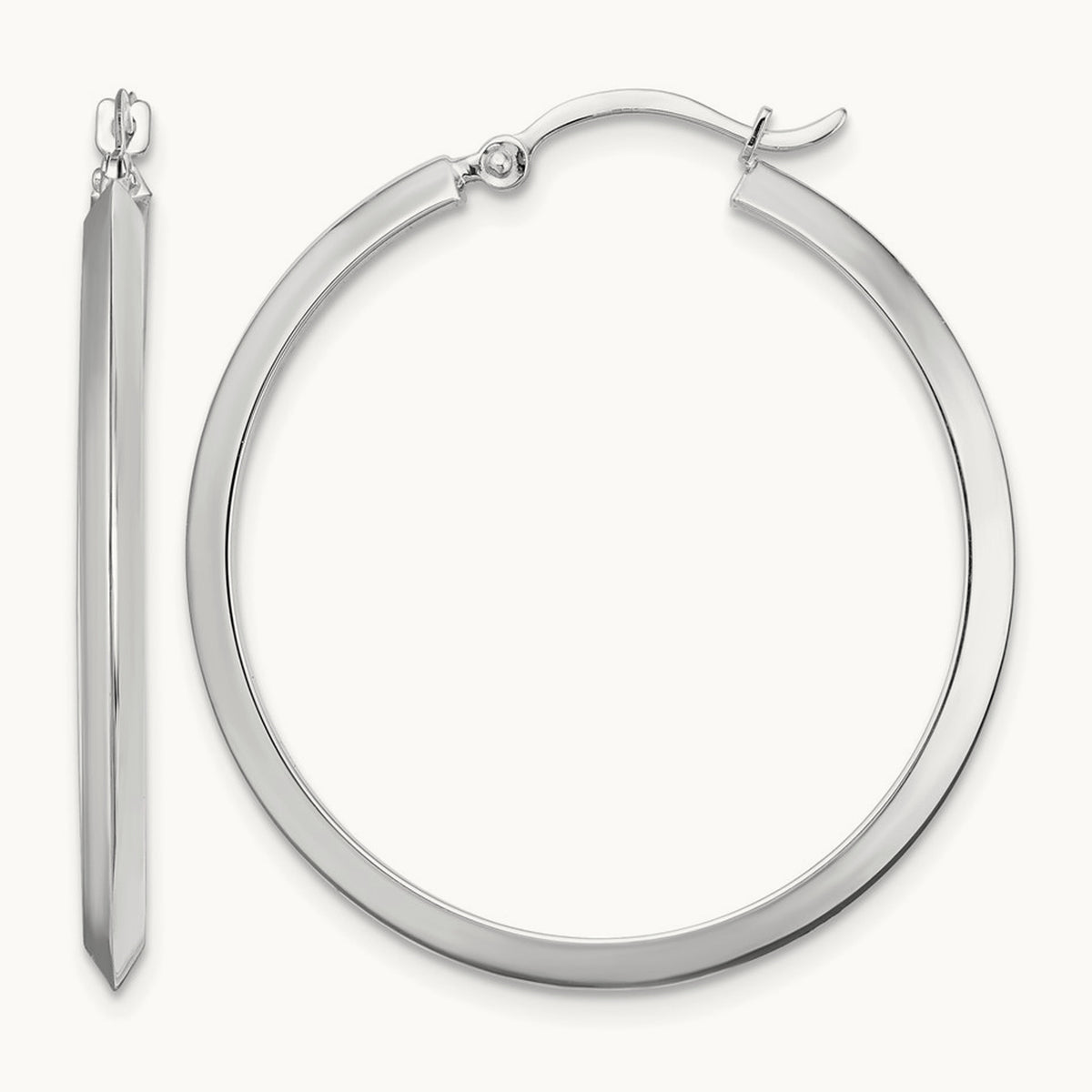 Polished Hoop Earrings — 14K White Gold